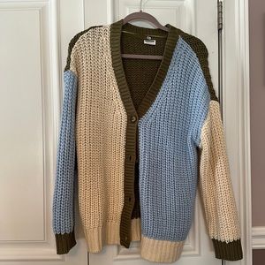 Color-Block Button-Up Cardigan